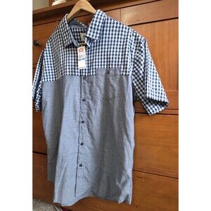 NWT  Ecko Unltd Xl Shirt Checked Gray Blue Button Up Lightweight Casual Pockets